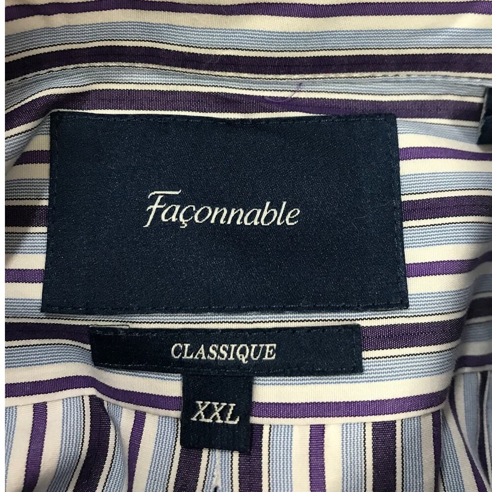Faconnable Classique Striped Collared Long Sleeve… - image 3